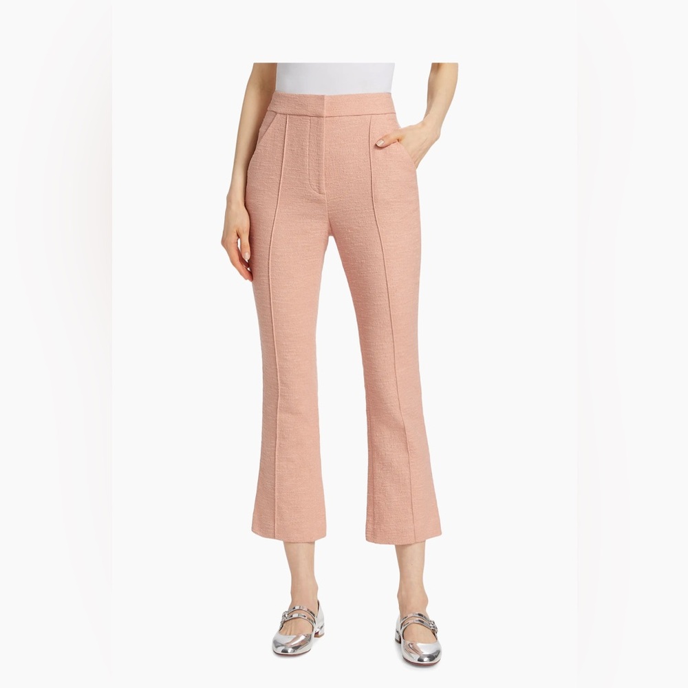 Veronica Beard Tani High Waist Stretch Cotton Crop Pants in Rosebloom